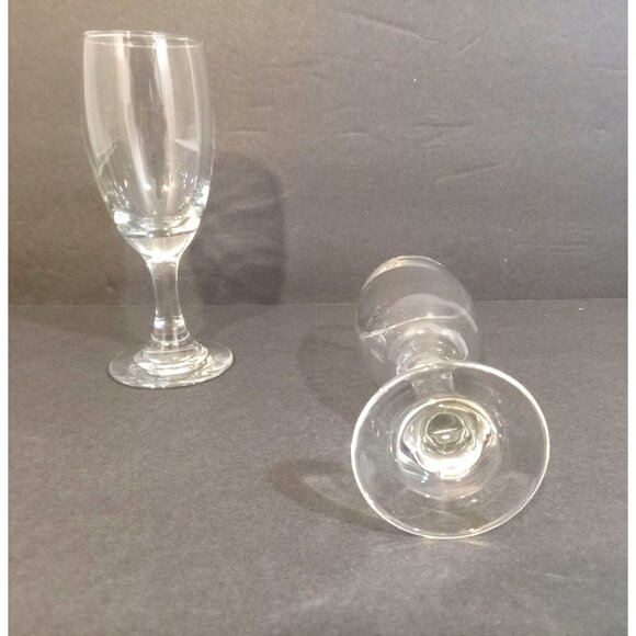 Small Stem Wine Glasses Clear Set Of 2 7 H x 3 W x 3.5 Stem Base - Picture 5 of 8